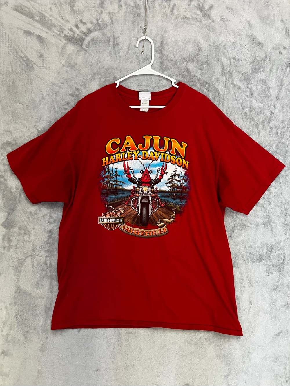 Harley Davidson Cajun Lafayette LA crawfish 2XL motorcycle t shirt biker vintage